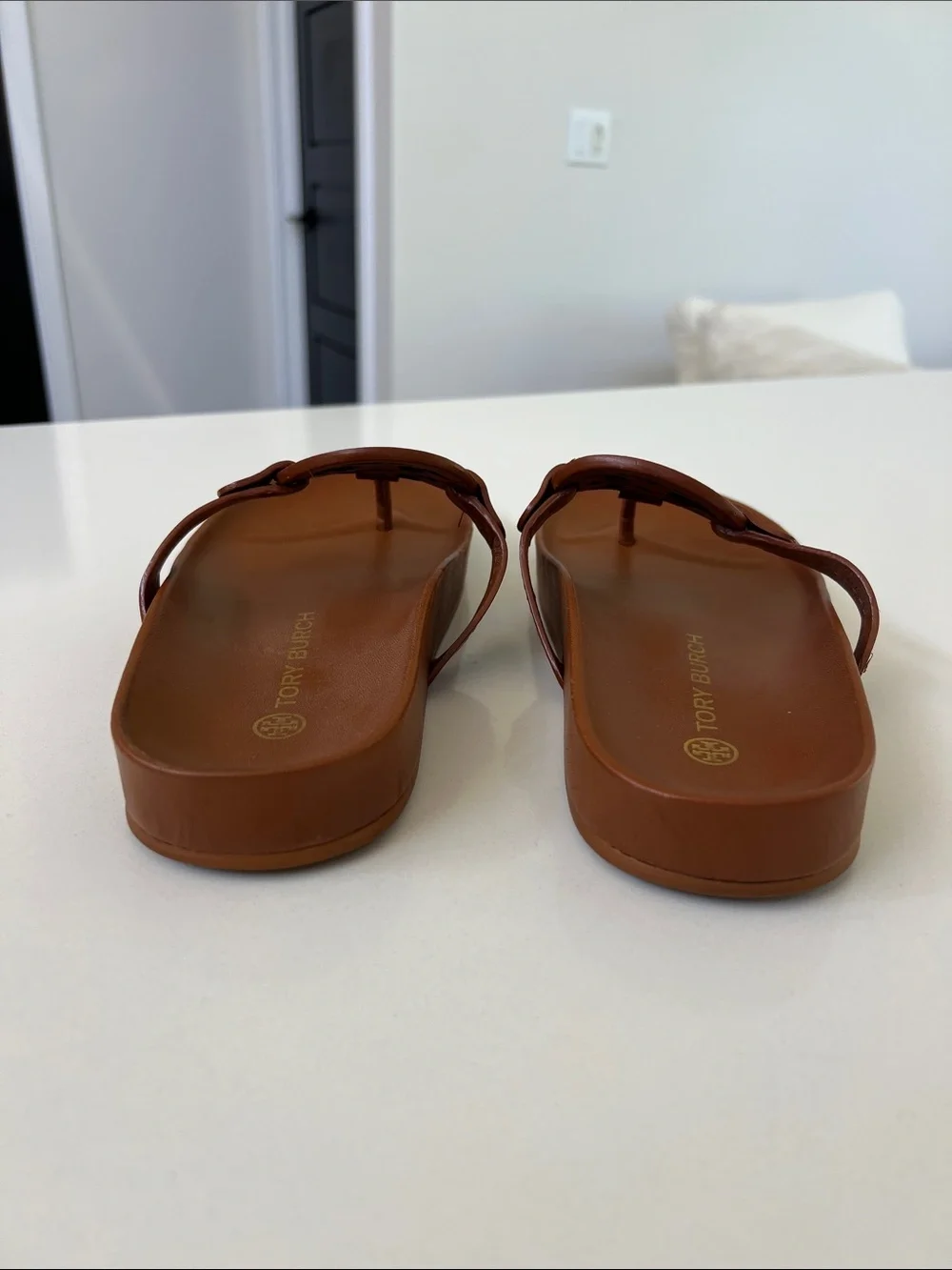 Tory Burch miller cloud nappa leather bourbon miele sandals size 7.5